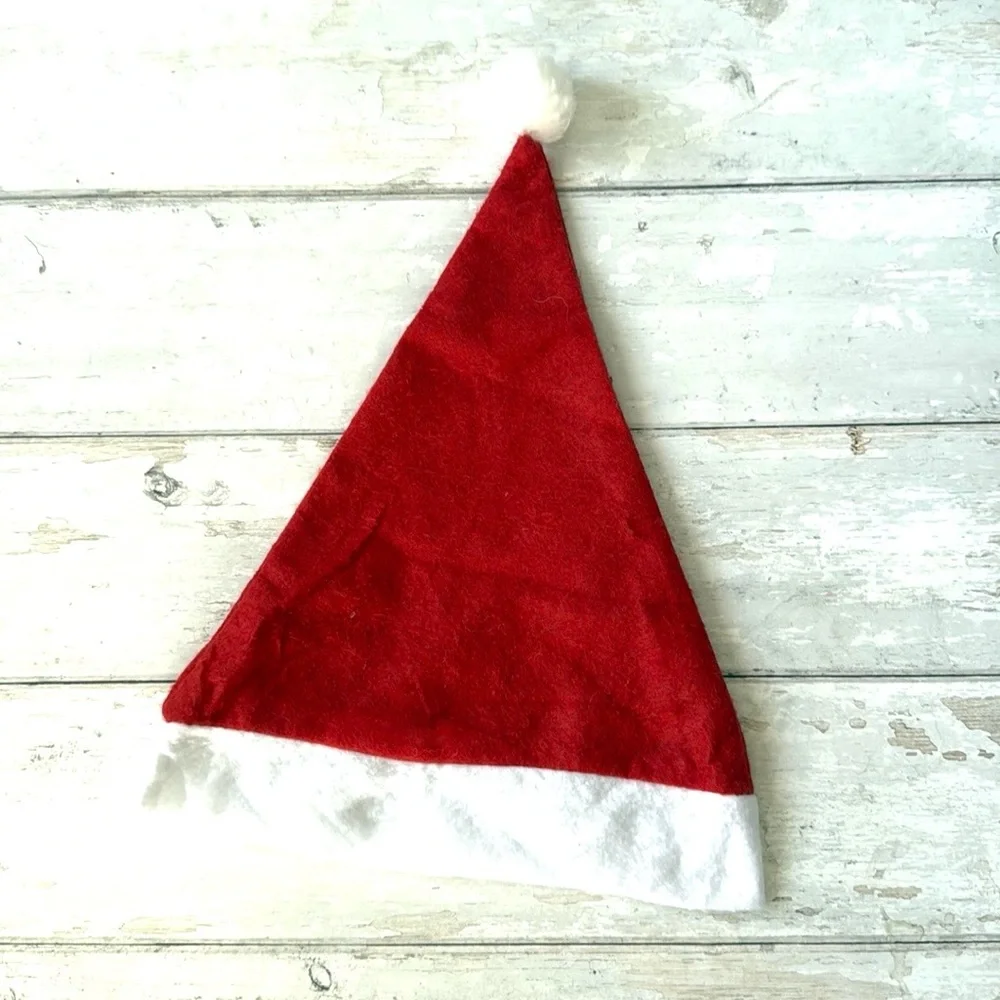 Santa Hat Christmas Holiday Fun Costume Cap Red White Pom Pom